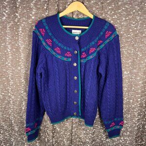 Vintage Jennifer Hill Geometric Vibrant Colored Button Up Long Sleeve‎ Sweater